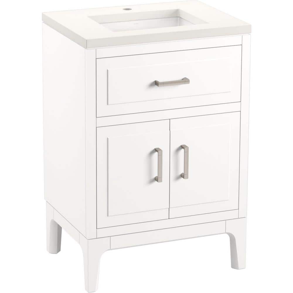 Seer 24" White MDF Freestanding Bathroom Vanity with Quartz Top