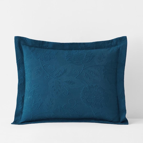The Company Store Putnam Matelasse Midnight Blue Cotton Standard Sham