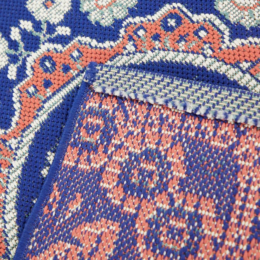 Hampton Bay Blue 9 ft. x 12 ft. Medallion Indoor/Outdoor Area Rug - 3