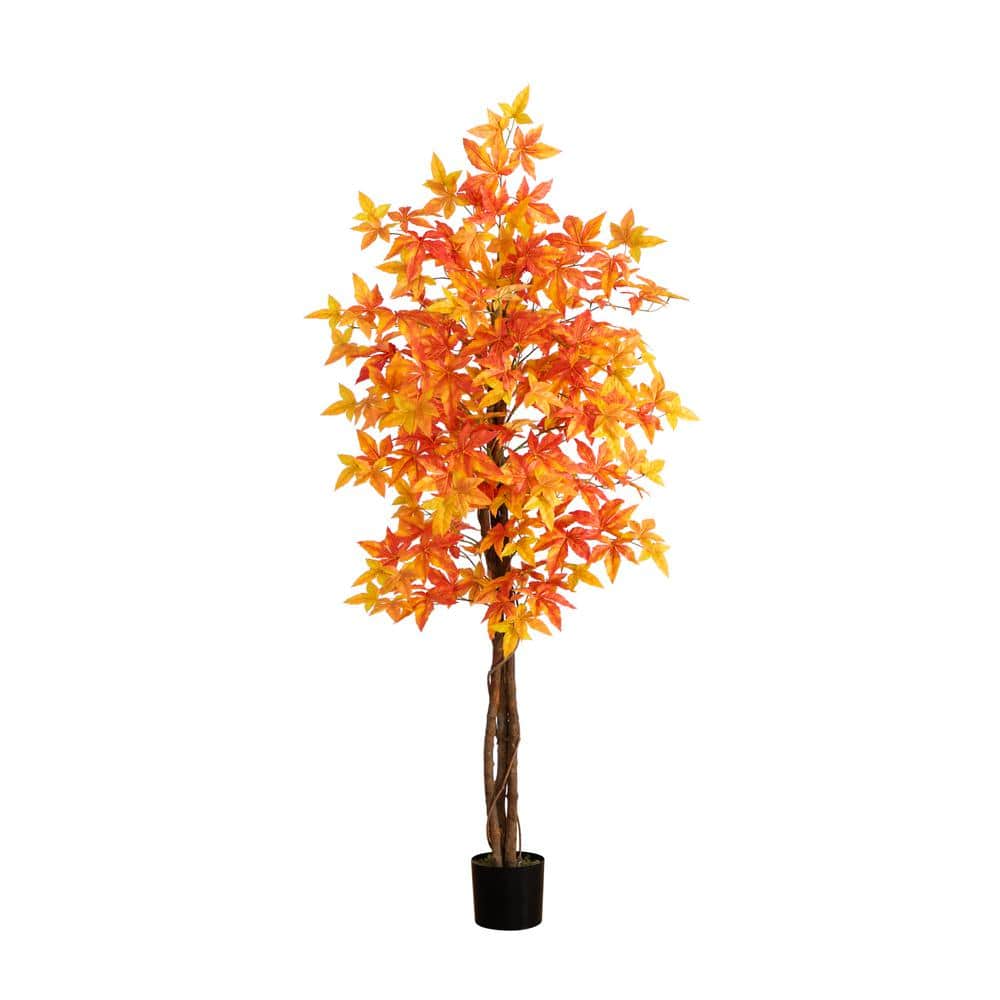 Nearly Natural 6 ft. Artificial Autumn Deluxe Maple Tree T4745 - The ...