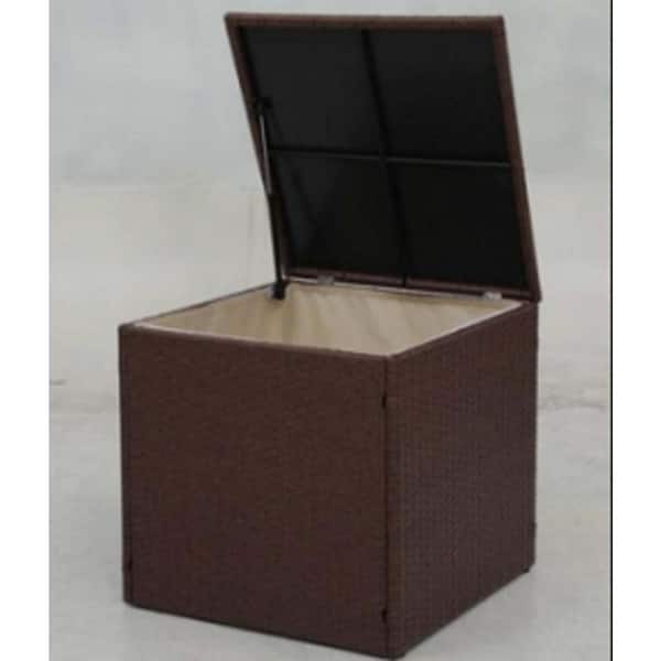 Unbranded Aluminum Frames Wicker 88 Gal. 25.6 in. L x 25.6 in. D x 24.8 in. H, Brown Outdoor Storage Deck Box