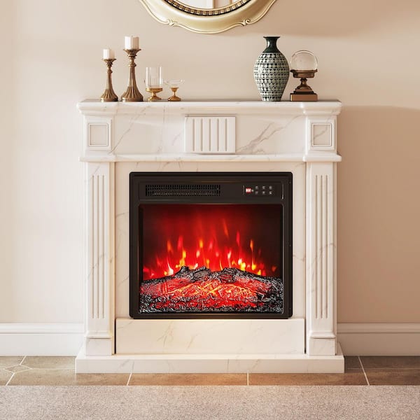 Gymax 18'' Electric Fireplace Insert 750W/1500W Fireplace Heater w