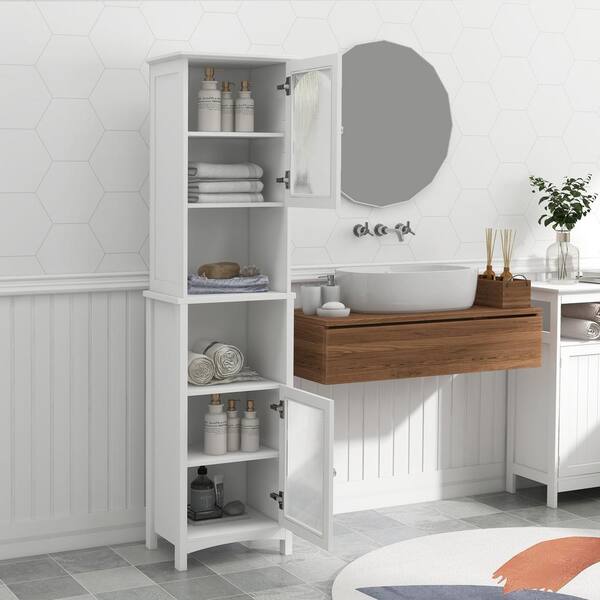 Lynton White Compact Bathroom Tall Unit