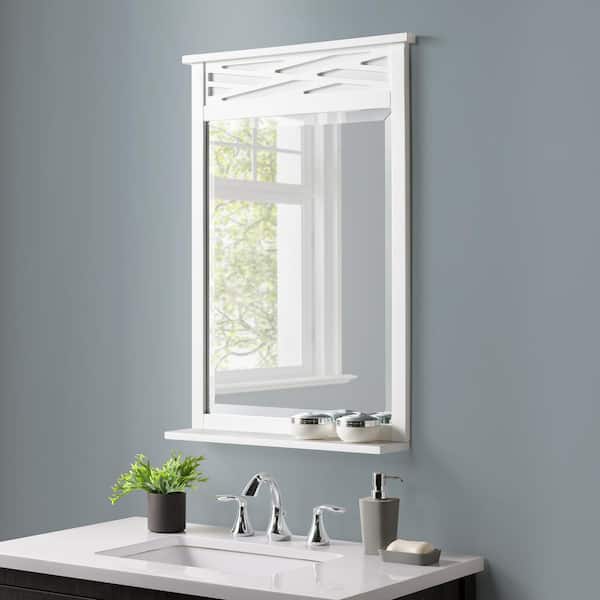 Alaterre Furniture Coventry 24 in. W x 5 in. H D x 35 in. H Framed Rectangular Bathroom Vanity Mirror in White