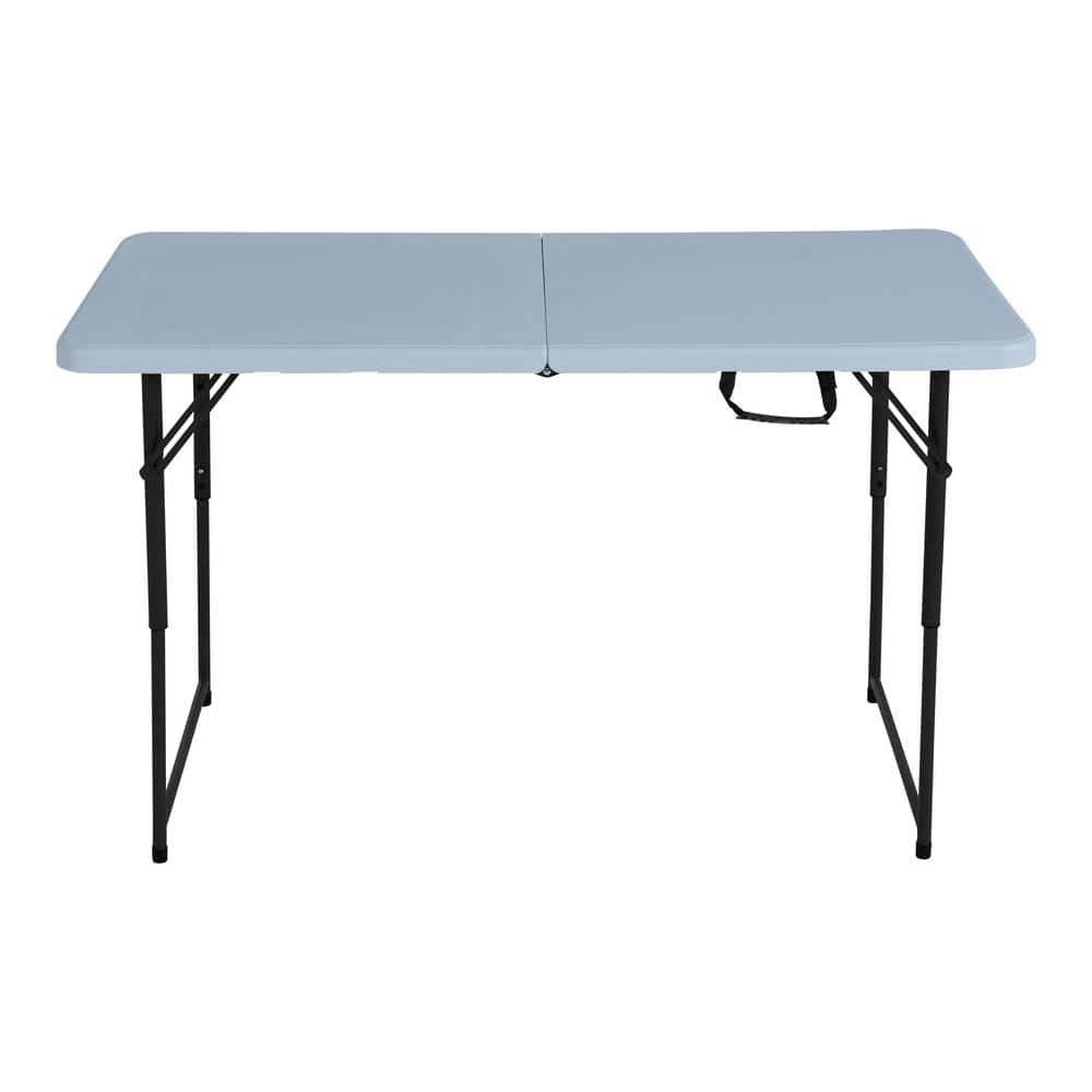 Gray Metal Frame Adjustable Height Folding Utility Table