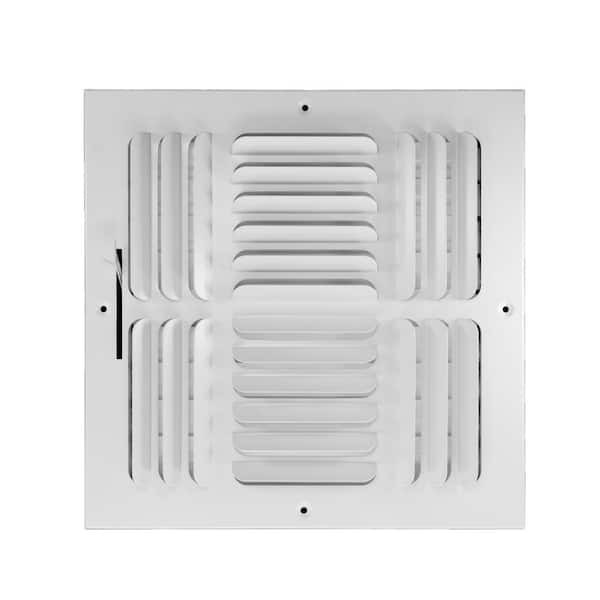 Venti Air 10 in. W x 10 in. H Steel for Ceiling or Sidewall White 4-Way Curve Blade Register