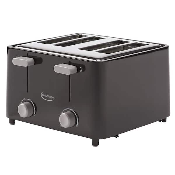 Betty Crocker 4-Slice Black Wide Slot Toaster with Cool-Touch Exterior