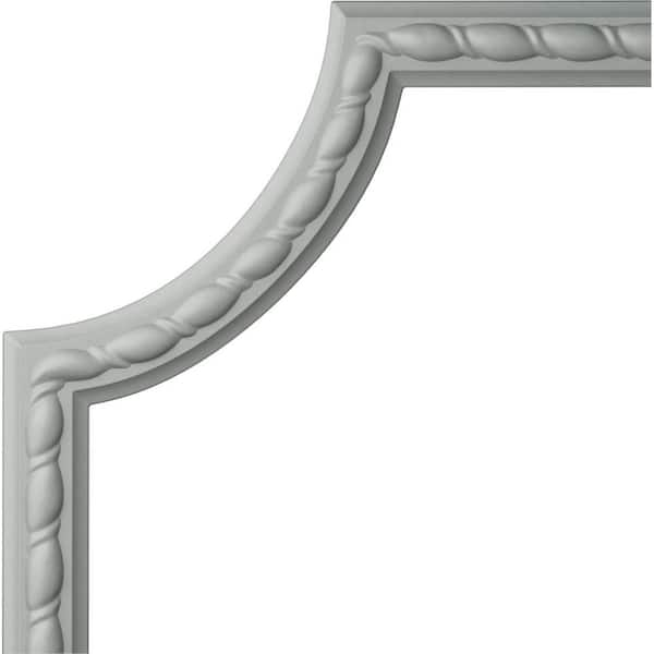 Ekena Millwork 8 in. x 5/8 in. x 8 in. Urethane Bulwark Rope Panel Moulding Corner (Matches Moulding MLD01X00BU)