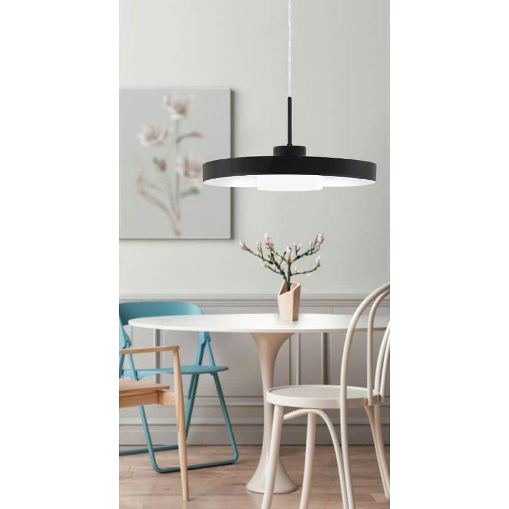 Alpicella Contemporary Matte Black LED Pendant 15.75"
