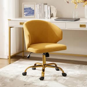 Vicenta Mustard Modern Upholstery Mid-Height Backrest Office Chair with Metal Legs