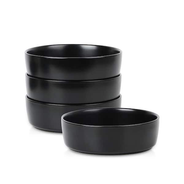 Eden 32 fl. oz. Black Stoneware Pasta Bowl (Set of 4)