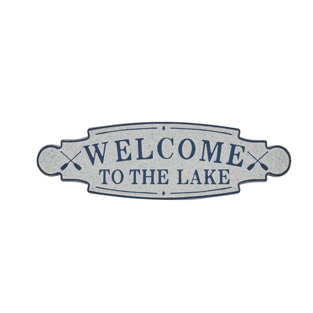 36 in. x  11 in. Metal Blue Welcome To the Lake Sign Wall Decor price history on PriceWatchPro