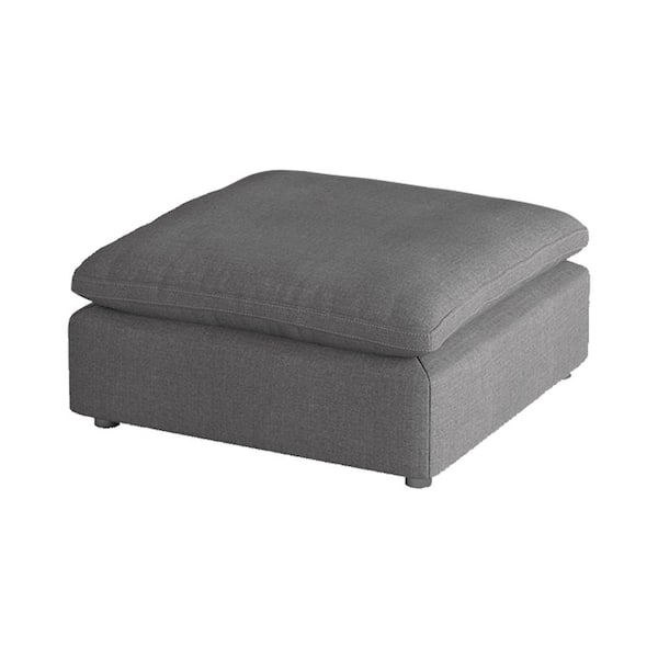 EVERGLADE HOME Denizen 40 in. Gray Performance Square Upholstery Ottoman