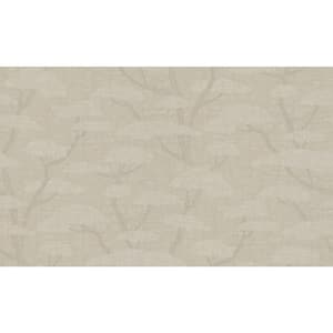 Fusion Collection Chinoiserie Tree Motif Beige Matte Finish Non-Pasted Vinyl on Non-Woven Wallpaper Roll