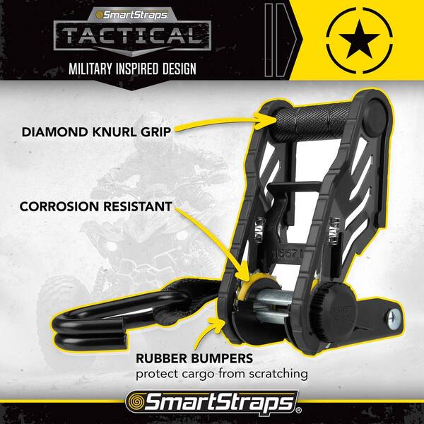 SmartStraps 14 ft. Yellow Tactical Ratchet Tie Down Straps