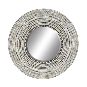 32 in. x 32 in. Handmade Mosaic Round Framed Multi Colored Wall Mirror