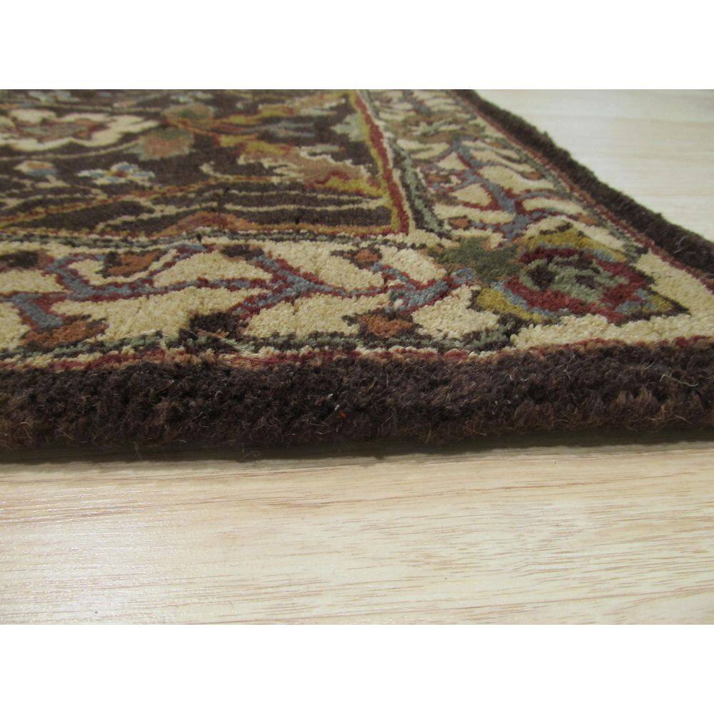Hand-Tufted Brown Wool Traditional Oriental Rug