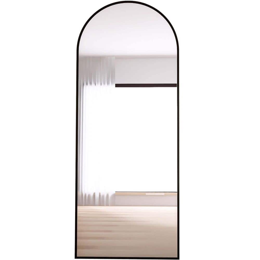 Whatseaso 23.62 in. W x 64.96 in. H Rectangular Aluminum Framed Standing or Leaning Wall Bathroom Vanity Mirror in Black -  SEP-110511589