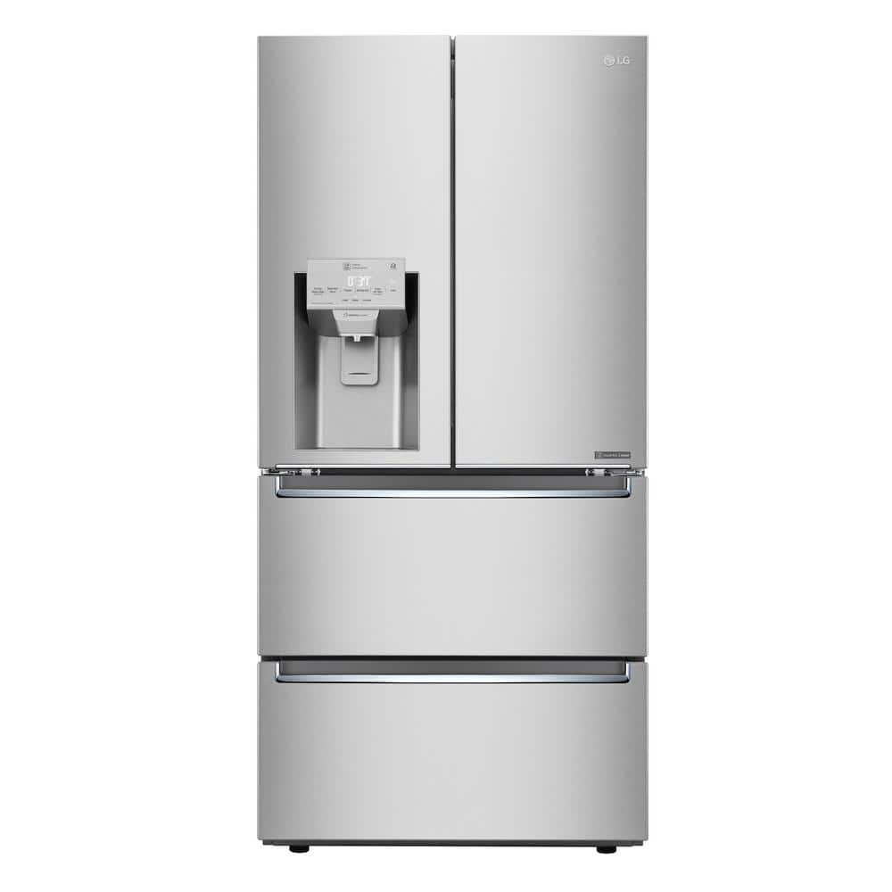 LG 33 in. 18 cu. ft. 4 Door French Door Counter Depth Refrigerator with Ice and Water in Stainless Steel, Silver
