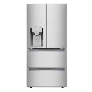 33 in. 18 cu. ft. 4 Door French Door Counter Depth Refrigerator with Ice and Water in Stainless Steel