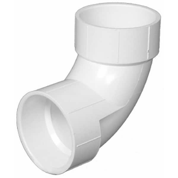 Charlotte Pipe 8 in. PVC DWV 90-Degree 1/4 Hub x Hub Elbow Fitting
