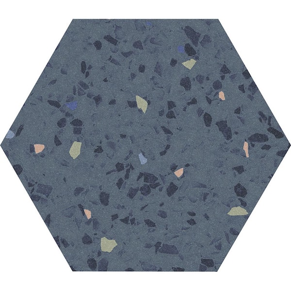 Apollo Tile Terra Mia 8.1 x 9.25 in. Matte Blue Porcelain Small Format Hexagon Wall and Floor Sample Tile
