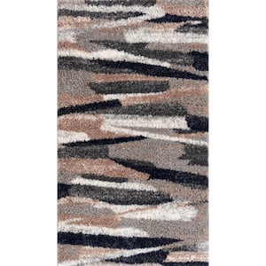 Retro Grey 2 ft. 8 in. x 4 ft. 11 in. Modern Abstract Area Rug Doormat Entrance Floor Mat