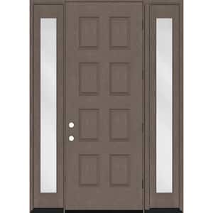 Regency 64 in. x 96 in. 8-Panel LHOS Ashwood Stain Mahogany Fiberglass Prehung Front Door w/Dbl 12in. Sidelites
