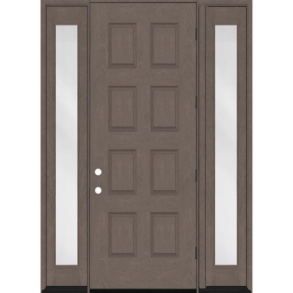 Steves & Sons Regency 64 in. x 96 in. 8-Panel LHOS Ashwood Stain Mahogany Fiberglass Prehung Front Door w/Dbl 12in. Sidelites