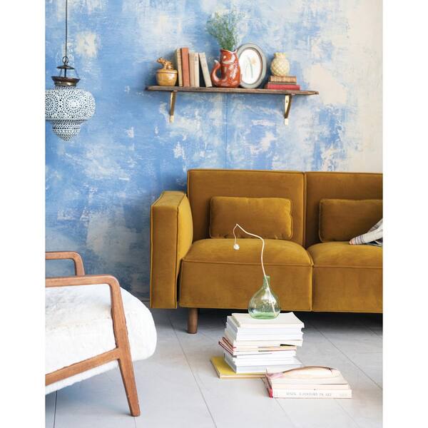 63 in. Square Arm Fabric Upholstered Rectangle Wood Legs and 2 Lumbar Pillows in Chartreuse