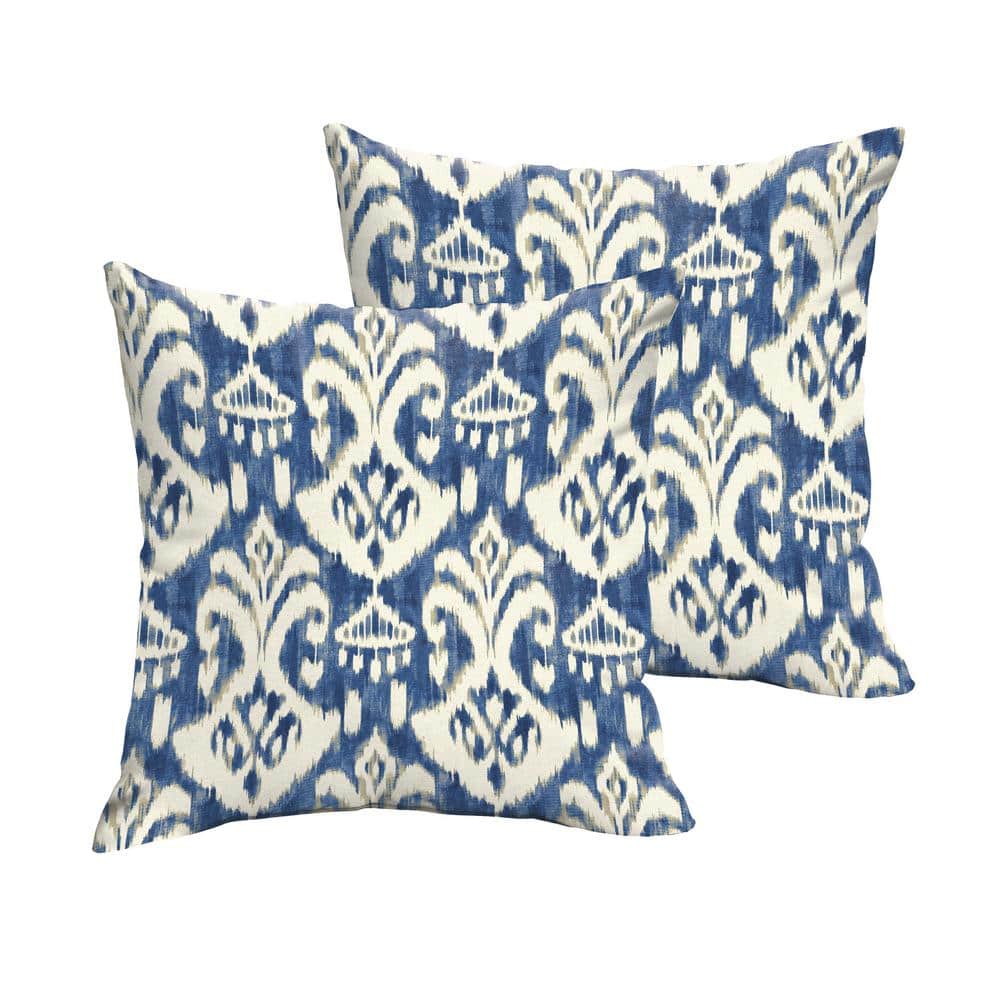 Rivoli Indigo Square Outdoor Throw Pillow (2-Pack)