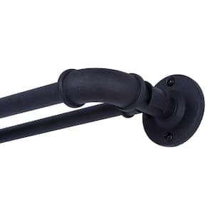 Bronn Industrial Blackout 66 in.-120 in. Adjustable Double Wrap Around Curtain Rod 3/4 in. Diameter in Matte Black