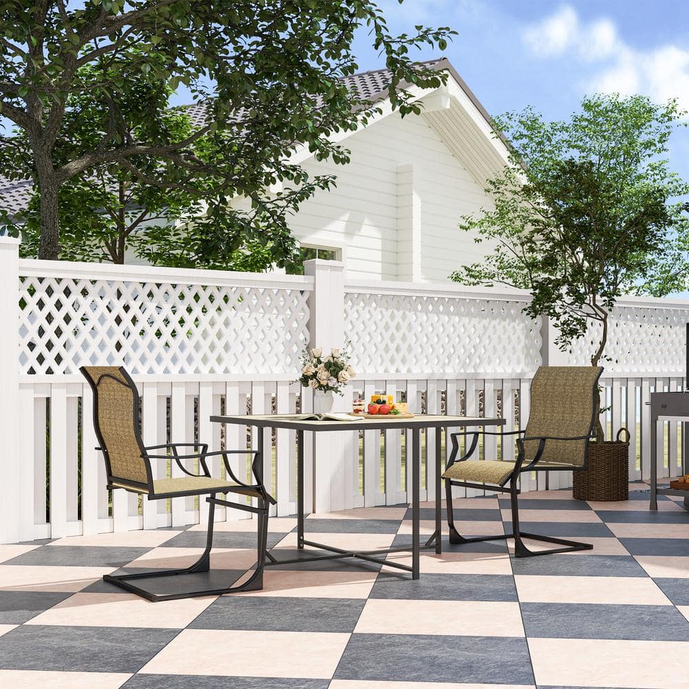 Patio Dining Chairs Set of 2, Outdoor C Spring Dining Chairs Set w/ High Ba