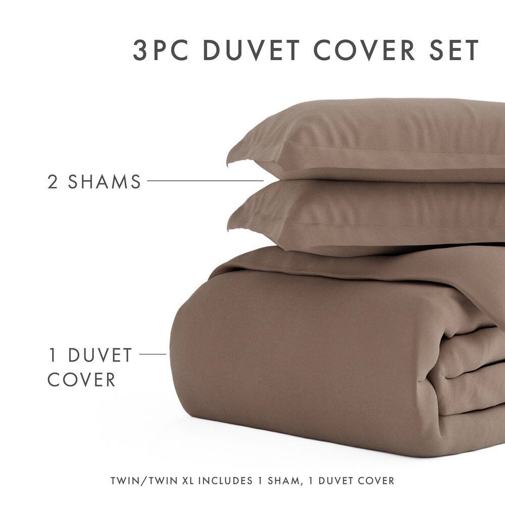 Taupe Microfiber Twin/Twin XL Duvet Cover Set with Pillow Sham
