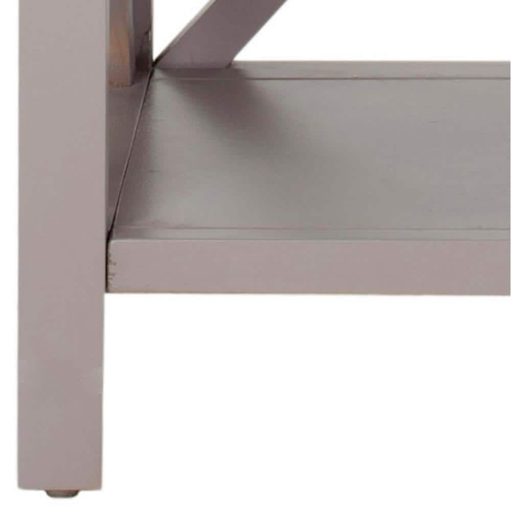 Transitional Grey Rectangular End Table with X-Back Detailing