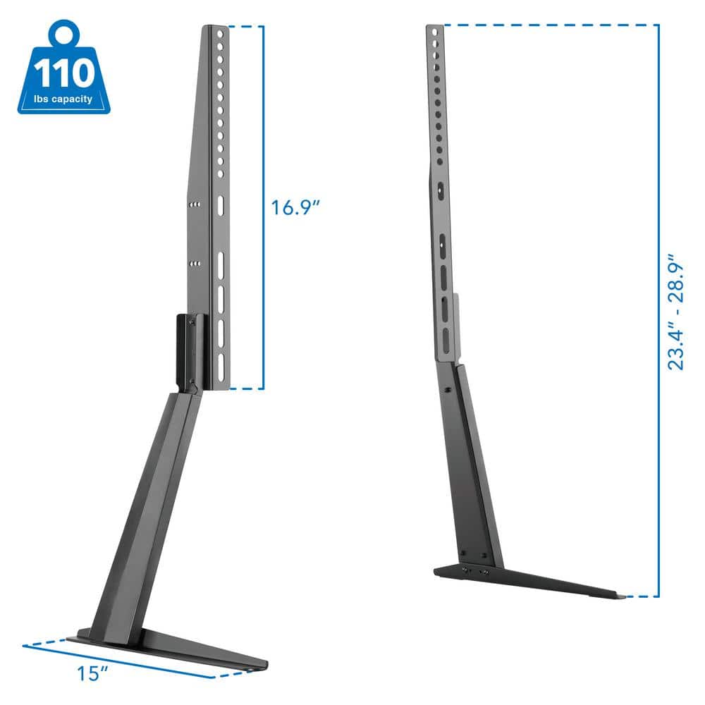 Black Heavy Duty Steel Tilting Tabletop TV Stand with Riser