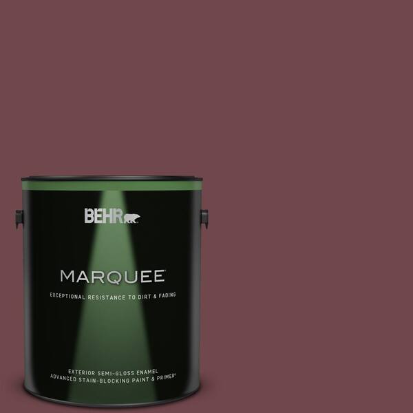 BEHR MARQUEE 1 gal. #PPU1-14 Formal Maroon Semi-Gloss Enamel Exterior Paint & Primer