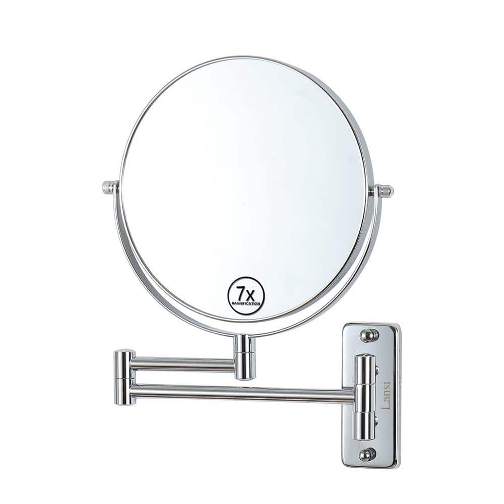 16.8 in. W x 12 in. H Round Magnifying Wall Bathroom Makeup Mirror in Chrom