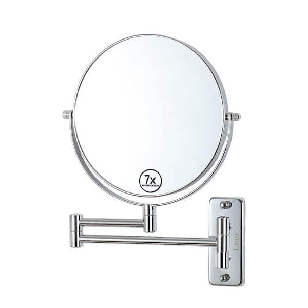 16.8 in. W x 12 in. H Round Magnifying Wall Bathroom Makeup Mirror in Chrome, 7X