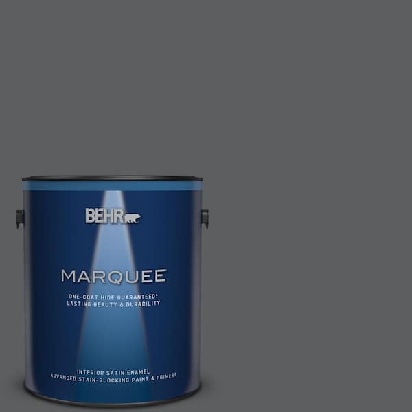 BEHR MARQUEE 1 gal. #N500-6 Graphic Charcoal One-Coat Hide Satin Enamel Interior Paint & Primer