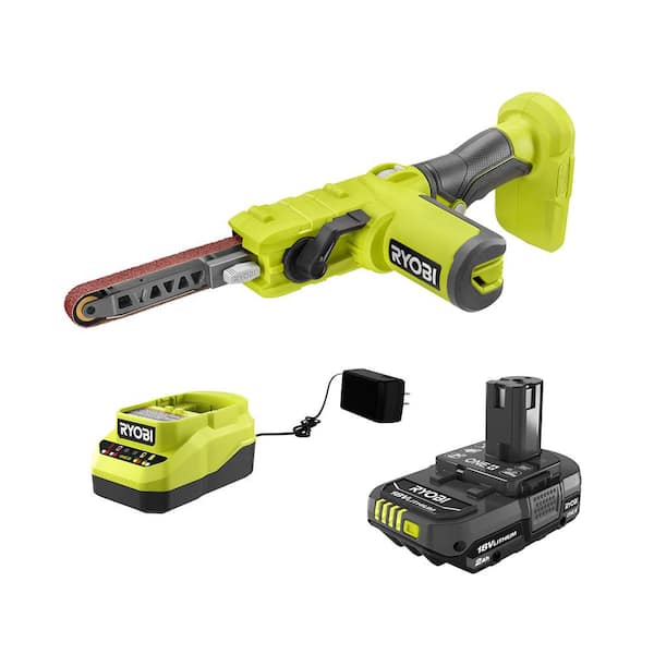 RYOBI ONE+ 18V Cordless 1/2 in. x 18 in. Sander 2.0 Ah Battery and PSD101B-PSK005 - The Home Depot
