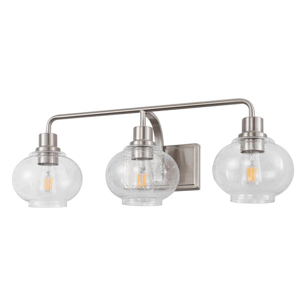 27 in. 3-Light Brushed Nickel Vanity Light with Clear Glass Shades, Wall Sconce for Vanity Mirror or Dressing Room price history on PriceWatchPro