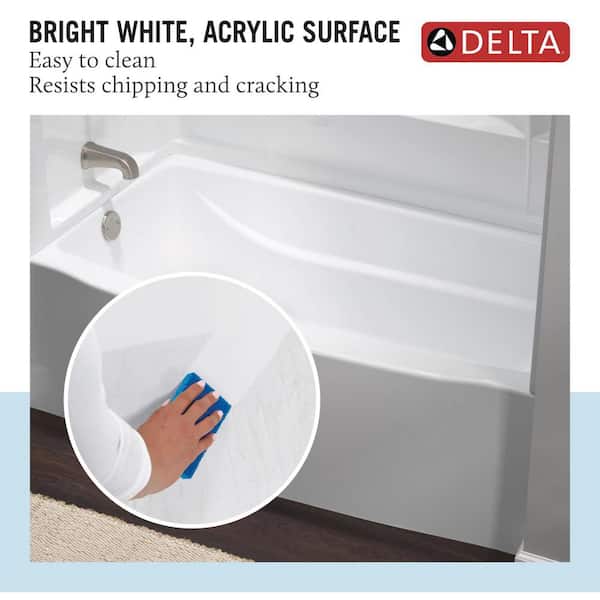 Delta - Classic 500 Curve 60 in. x 32 in. Alcove Deep Soaking Bathtub with Left Drain in High Gloss White