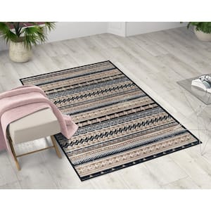 Beige Boho Pattern 3 ft. x 5 ft. Extra Small Bohemian Living Room Area Rug with Nonslip Backing