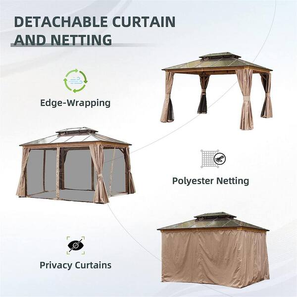 Clihome 10 ft. x 12 ft. Permanent Outdoor Gazebo with Poly Clihome 10 ft. x 12 ft. Permanent Outdoor Gazebo with Poly