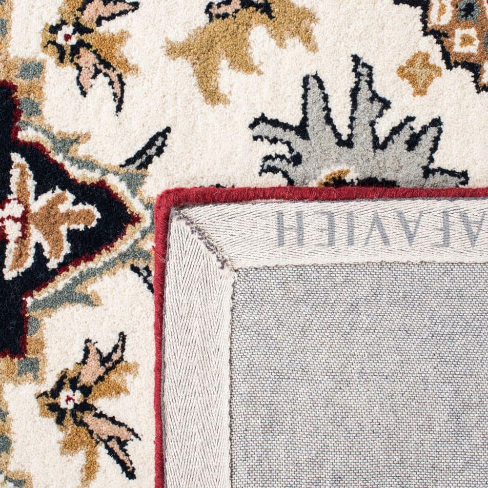 Ivory and Red Hand-Tufted Wool 5' x 8' Area Rug