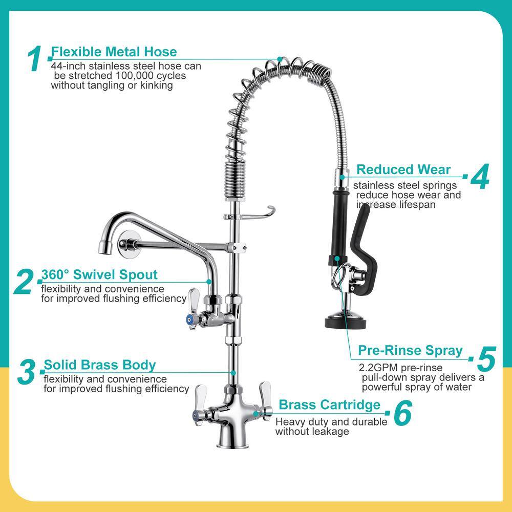 Chrome Triple Handle Pull Down Sprayer Kitchen Faucet
