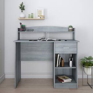 41 in. Rectangular Gray 1 Drawer Writing Desk with Hutch
