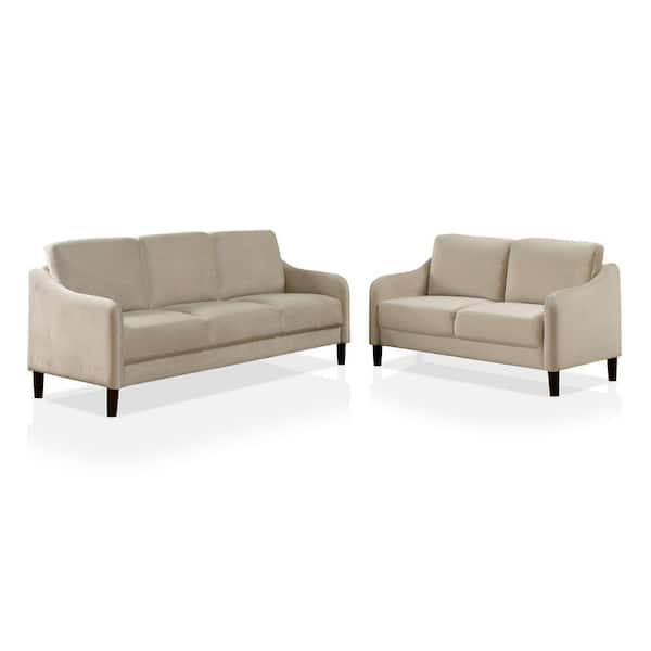 Furniture of America Sassen 2-Piece Beige Sofa Set