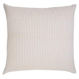 Simple Beige/White 20 in. x 20 in. Stonewash Stripe Throw Pillow